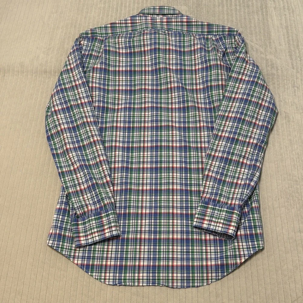 Polo Ralph Lauren Mens Plaid Slim Fit Shirt Blue Green Pink Size M 15.5 Stretch